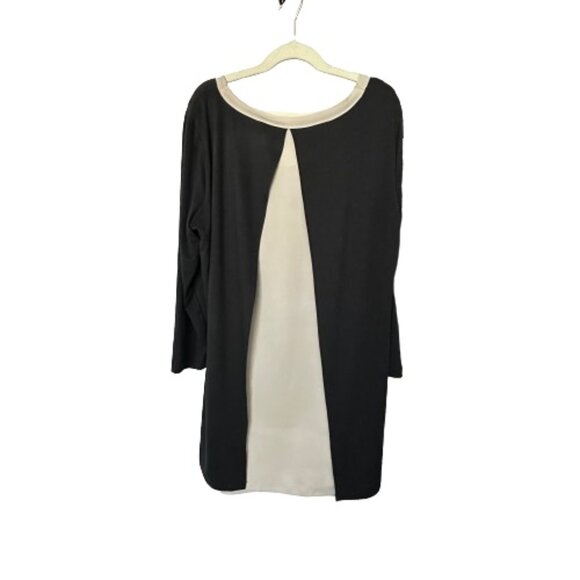 Ann Taylor Women's Small Black & Tan 3/4 Sleeves Boat Neckline Blouse/Tee Top - Picture 10 of 15